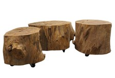 Wooden stump table from the Collection of Dennis Hopper, possibly made by him.