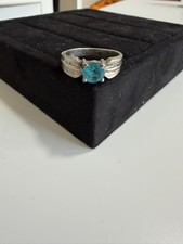Blautopas Ring 925 Silber alter vintage Silberring mit blauem Stein RG 56