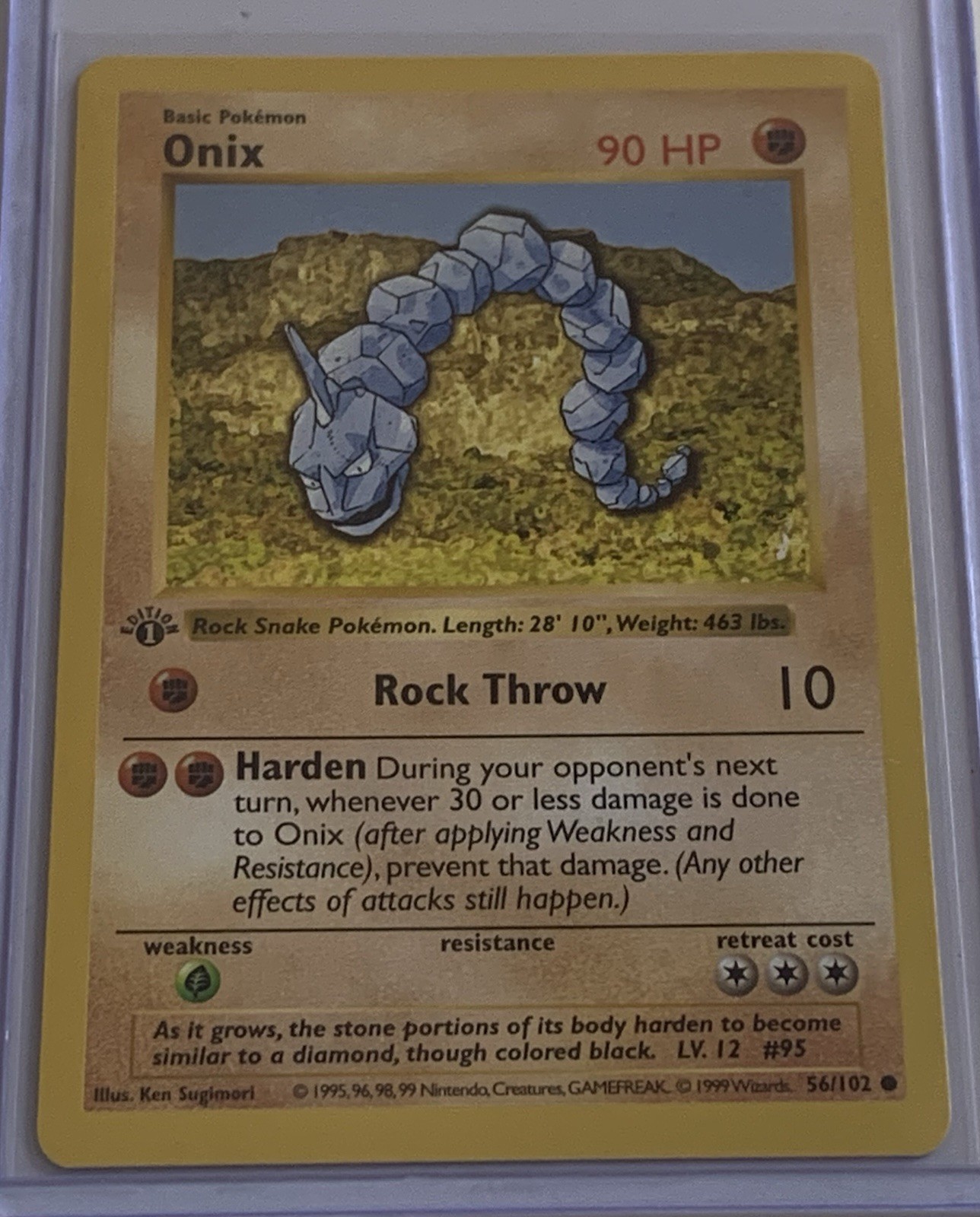 1999 Pokemon TCG Base 1st Edition Shadowless Onix #56/102 EX-NM