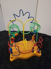 Vintage EDUCO Super Maze Wooden Bead Rollercoaster Ring Around Toy FUNNY PACE