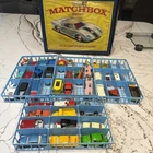 Old vintage metal matchbox cars 30+and very worn case 1968