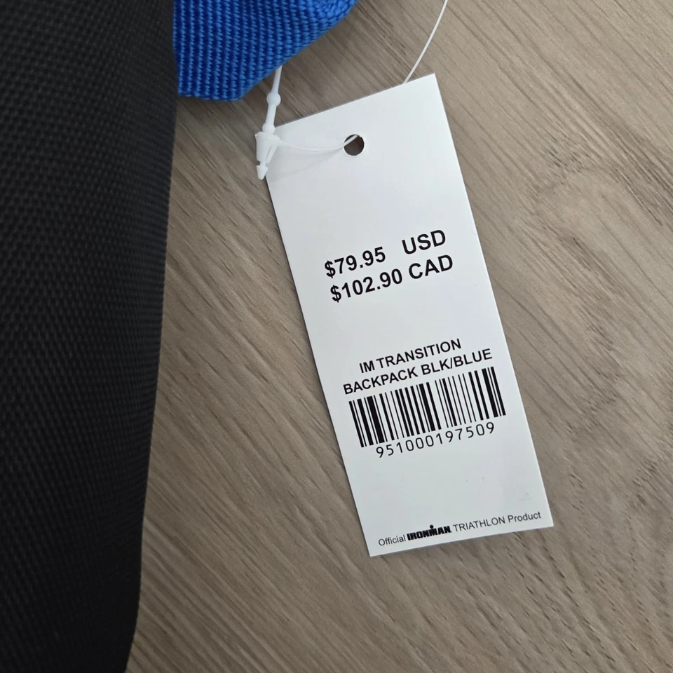 Mochila Ironman Transition Triathalon Bolso Negro Azul IM Logo Equipo $80 Nueva con Etiquetas Foto 4 de 4