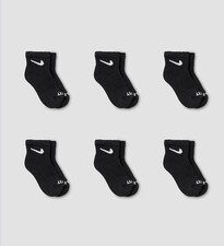 Nike Kids 6-Pack Dri-FIT Performance Youth Ankle Socks Cushioned Black Size XXS