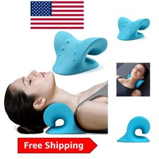 Memory Foam Cervical Traction Device for Neck Relief and Spine Alignment, Blue