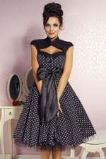 Damen Rockabilly Kleid 50er Jahre Dot schwarz...