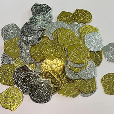 100 Pcs Pirate Coins Plastic Coins Fake Play Coins Replica Spanish Doubloons ...