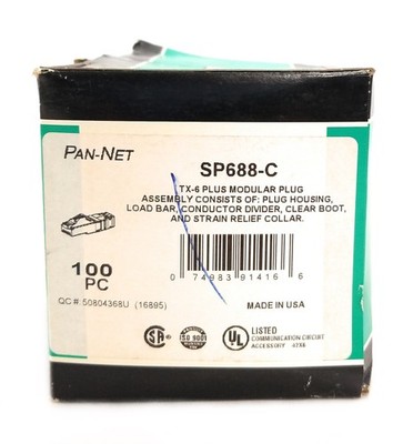 Lot of 100 NEW Panduit SP688-C TX-6 Plus Cat6A RJ-45 Modular Plug Assembly Kit
