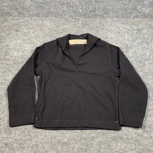 Vintage US Navy Naval Clothing Depot 100% Wool Sailor Jumper Black Mens Small - product listing photo