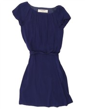 VALENTINO Womens A-Line Dress IT  42 Medium Navy Blue Silk CS14