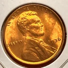 1936-P Lincoln Wheat Cent Penny GEM RED BU From an Original Bank Roll