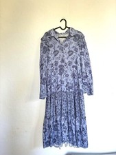 Pedro del Hierro blue floral maxi dress, Flower print summer dress with long sle