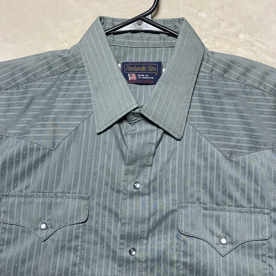 Camisa a Presión Vintage Panhandle Delgada Perla Para Hombre Talla 18-35 (se adapta a XXL) Hecha en EE. UU. Foto 3 de 4