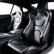 2x Universal Car Truck Racing Seat Pvc Leather Reclinable Adjustable Bucket Seat