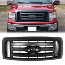Matte Black Upper Front Bumper Grille Grill For 2009-2014 Ford F-150 F150 XLT