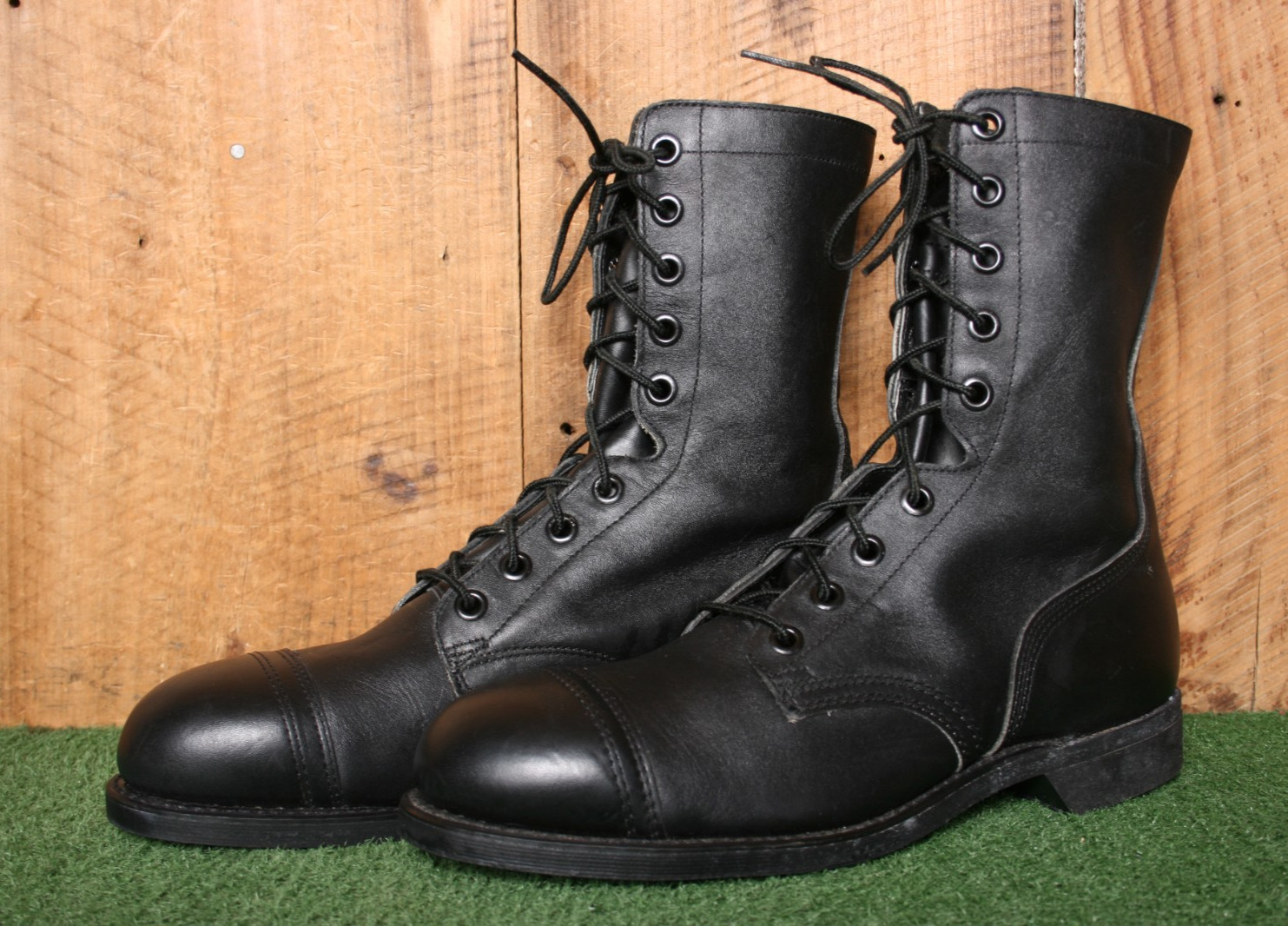 Vintage 1997 BILTRITE Black Leather Steel Cap Toe Military Combat Boots 10.5 R