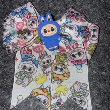 NEW Blue Little Monsters large 5  Hair Bow Grosgrain ribbon, alligator clip