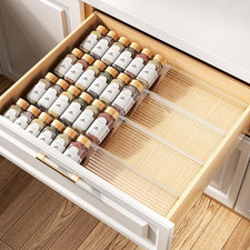 Clear Spice Drawer Organizer, 4 Tier- 2 Set (8 Packs) Spice Rack for Drawer, Exp