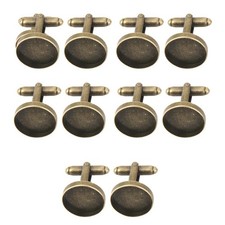 10Pcs 16mm Round Blank Settings Base Pad Cuff Links Cufflinks Antique Bronze