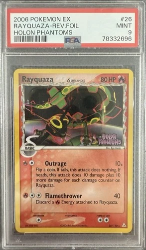 Rayquaza Reverse Foil #26/110 -2006 Pokemon Holon Phantoms - PSA 9 - Low Pop 156