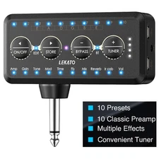 LEKATO Guitar Headphone Amp with Multi Effects Amp Models, IR Loading, Tuner US