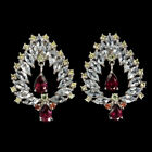 925 Sterling Silver Earrings Pear Rhodolite Garnet Peridot Gemstone Jewelry