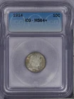 1914 Barber Dime 10c ICG MS64+ Plus Grade!