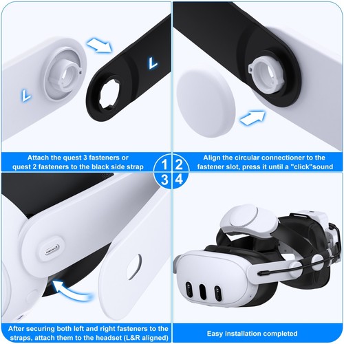 Strap Elite Avec Batterie 8000mAh Pour Casque VR Meta Quest 3/3S - Bandeau De Tête Rechargeable Neuf