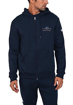 Herren Hoodie Kordelzug Reißverschluss Taschen Stickerei Logo Baumwollmischung 235006 Neu