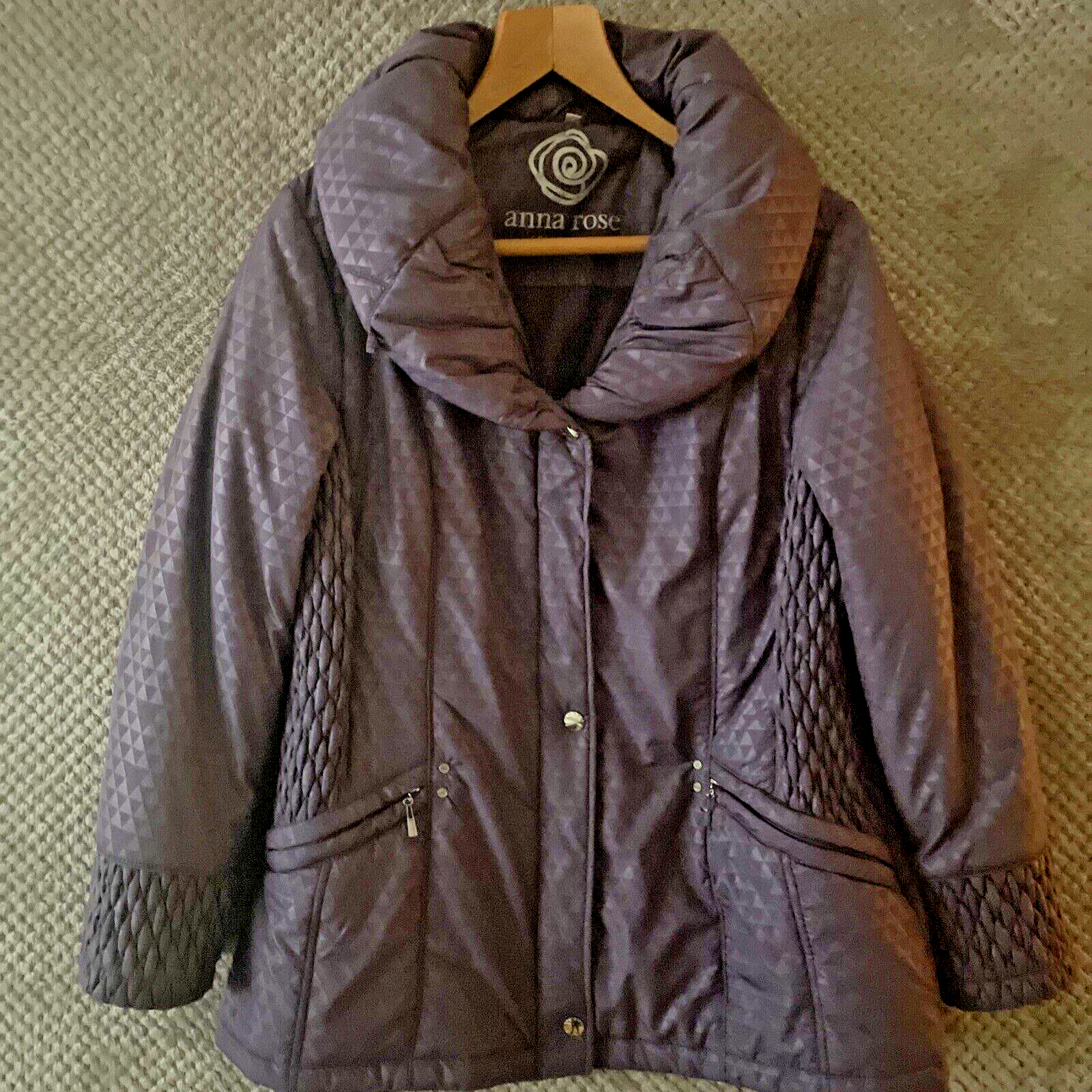 Anna Rose Collection Coat Womens Size Uk Large Purple Puffer Coat Long Sleeve