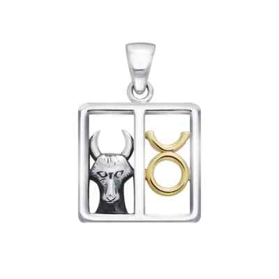 Stier Sternzeichen Astrologie 925 Sterling Silber Anhänger Schmuck Goldakzent
