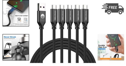 Câble USB C 10 pieds 5 pack charge rapide synchronisation de données tressé cordon durable - Photo 2 sur 9