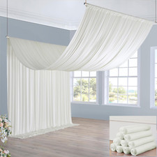 50Ft 20Ft Ivory Ceiling Curtain Panels for Party, 10 Panels 20Ft Long Canpoy Ten