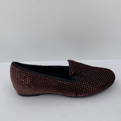 Munro Jerri smoking flat loafer shoe brown velvet metallic dots comfort 8.5 WIDE