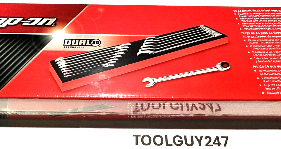 SNAP ON TOOLS 14 pc 6 - 19 mm 12-Point Metric Reversible Ratcheting ...