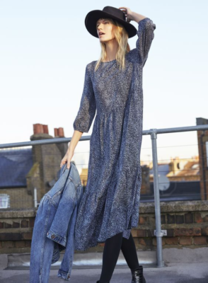 Smock Dress Blue And Black Animal Print Dress NEW LOOK Blue Black