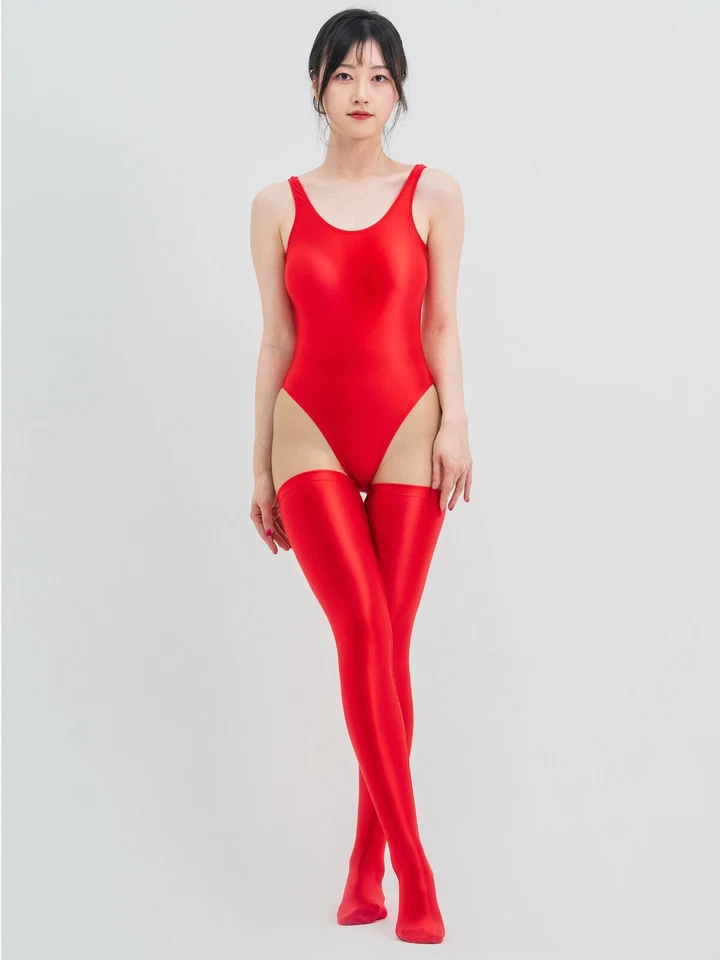 Mujeres Sexy Brillante Hasta los Muslos Medias Elastizadas Brillantes Opacas Spandex Calcetines Largos Foto 3 de 4