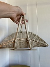 Vintage Gathering Basket Herb Flower Garden Handle Wicker Rattan French Country