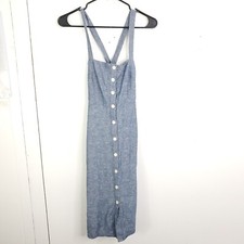 Madewell Dress Womens 0 Chambray Button Down Square Neck Midi Light Blue