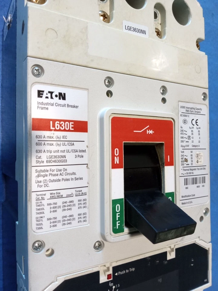 L630E LGE3630NN 3P 600 AMP BREAKER RECONDITIONED EATON - Image 2 of 4