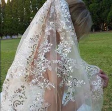Sequins Appliques Lace Edge Wedding Veils Luxury Cathedral Veil 3M Bridal Veils