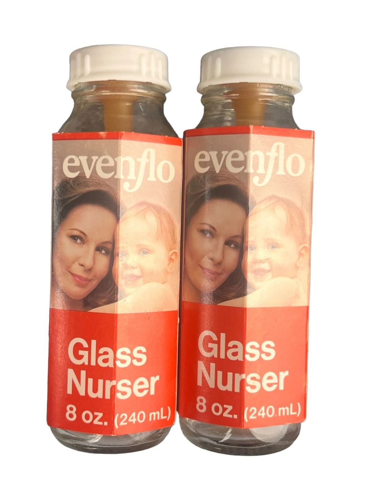 2 VTG 80s Evenflo Bottle Glass Nurser 8oz Includes Nipple New Package USA 1984