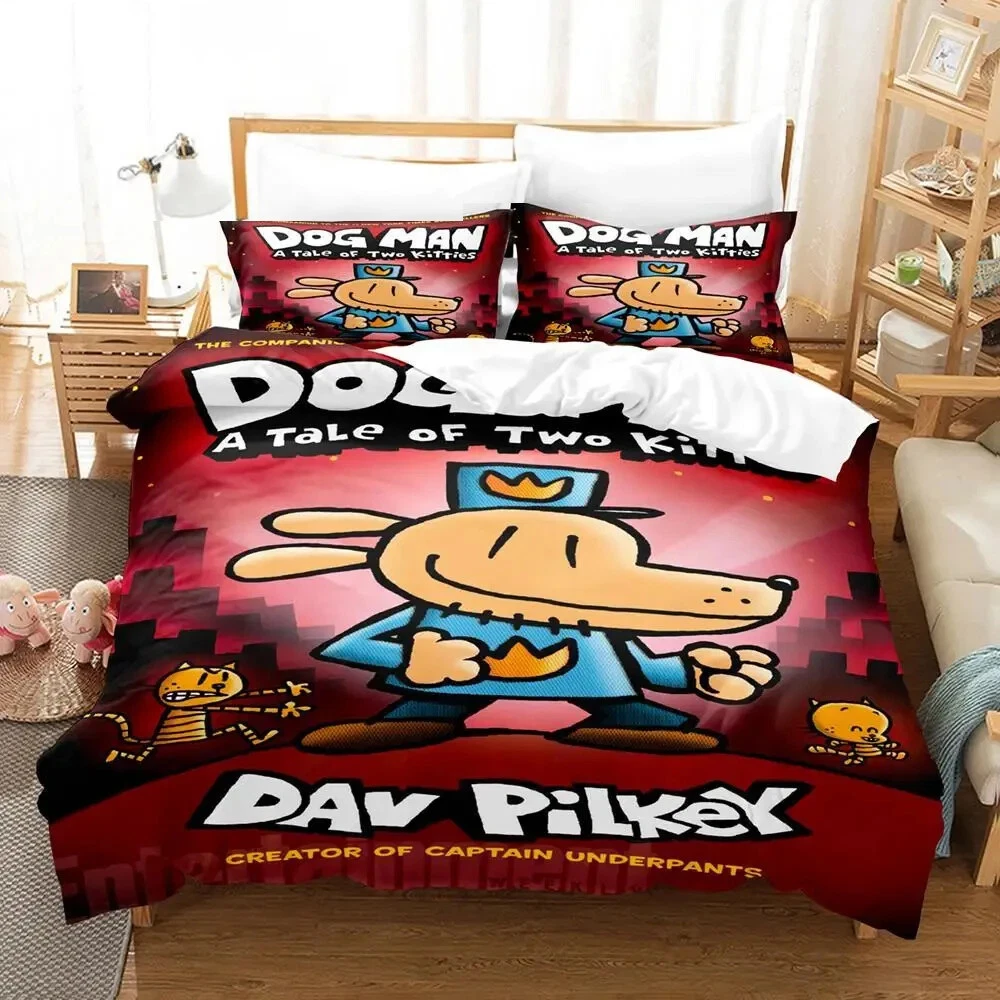 Cartoon Dog Man Bedding Set | Cartoon Bedding Set For Kids | Gift For Kids