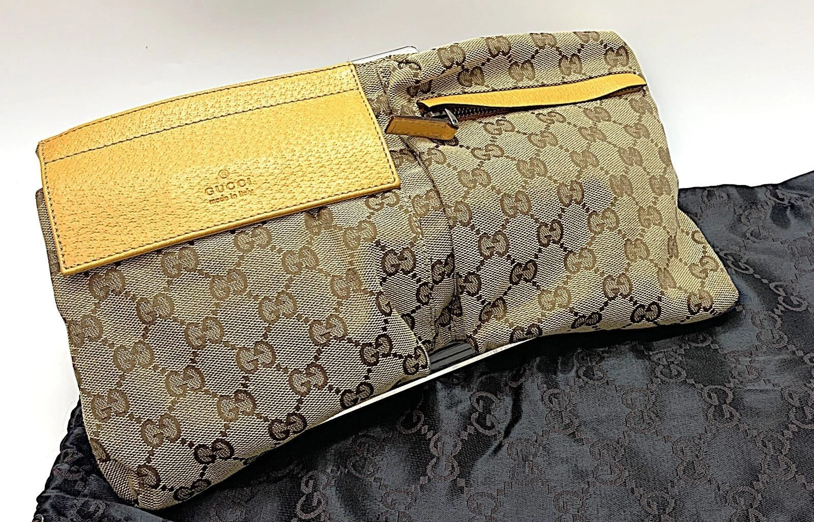 GUCCI GG Bum Sac Taille Épaule Marron Sac Pochette 28566 Jaune du Japon