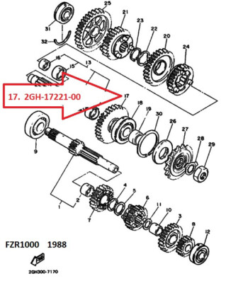 Yamaha genuine fzr 1000 fzx 750 gear 2nd wheel pn 2gh-17221-00 for