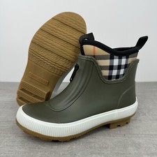 Burberry Check Neoprene Rubber Rain Boots -Green- Children's Size 30 12.5
