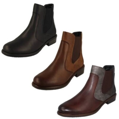 Ladies Remonte Low Heel Elasticated Casual Chelsea Boots D0F70