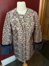 Labellum Hillary Scott Brocade Jacket W/sparkle Thread & Faux Fur Cuffs Sz Xs