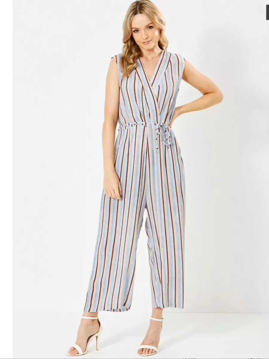 Ax paris on sale striped culotte jumpsuit
