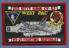 CV-63 USS KITTY HAWK AIRCRAFT CARRIER WEST PAC VS-21 FIGHTING REDTAILS PATCH