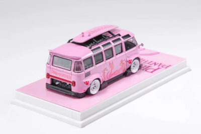 1:64 Flame Pink For T1 Van Camper Kombi Sports Diecast Metal Car